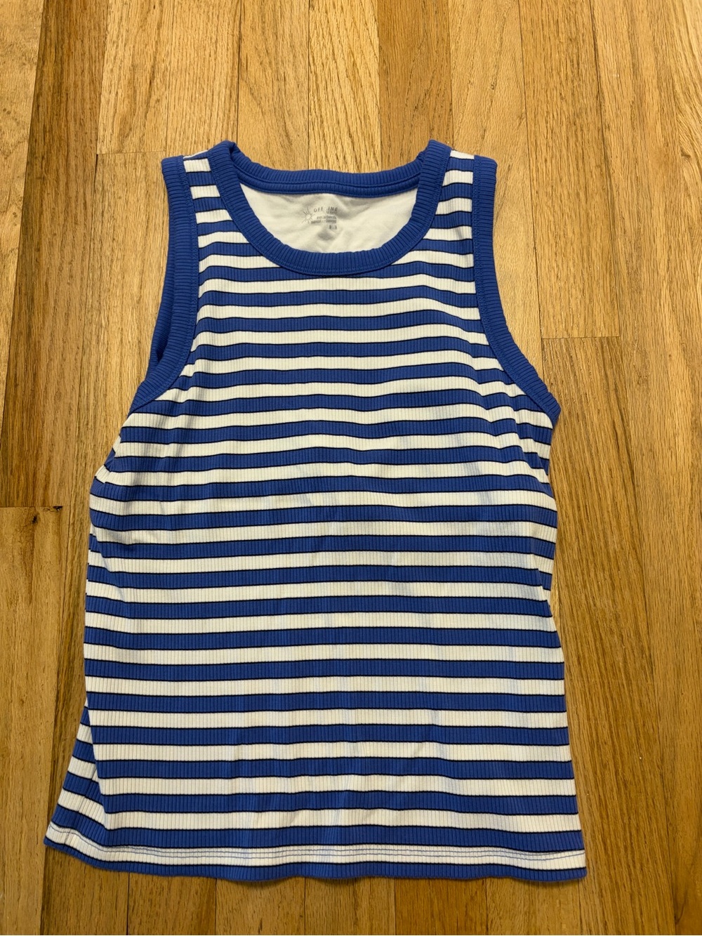 Offline Women’s Blue & White Striped Ribbed Tank Top
